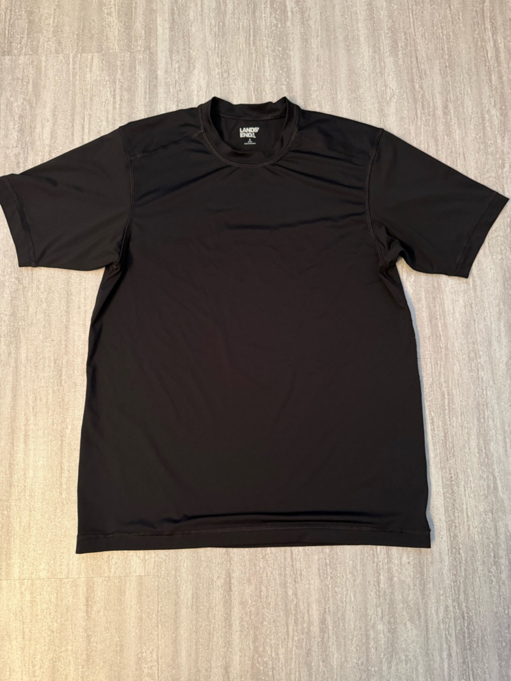 Lands End black short sleeve rash guard tee